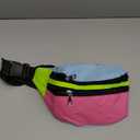 80s 90s Neon Fanny Pack for Women Adjustable Retro Two Pockets Waist Bags Lightweight Belt Waterproof Traveling Running Bags for Women Men Travel Festival Theme Party