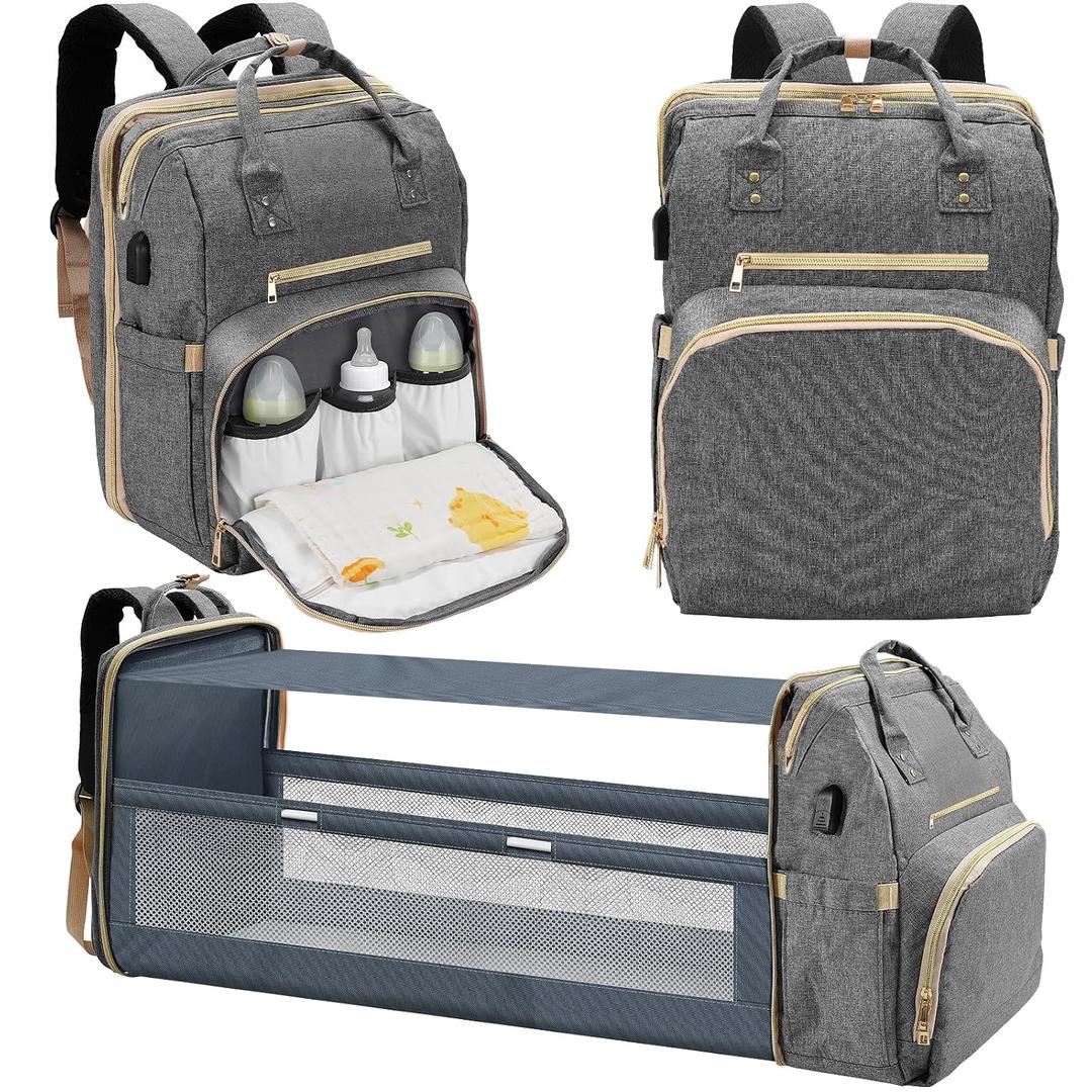 Lenski Diaper Bag Backpack, Baby Shower Gifts for New Mom, Baby Registry Search, Newborn Diaper Bag with Changing Station and USB Charging Port, Toddler Travel Essential, Large Capacity Nappy Bag