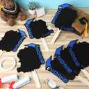 24 Pcs Personalized Graduation Fans Custom Photo Cutout Face Fans with Handle Double Sided Class of 2026 Grad Photo Props Grad Party Supplies Blank DIY Frame for Graduation Party Souvenirs(Blue)