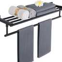Alise 28 Inch Towel Racks for Bathroom Wall Mounted, Bathroom Towel Rack with Tower Bar, Double Towel Racks for Bathroom,SUS304 Stainless Steel Bathroom Towel Holder Matte Black