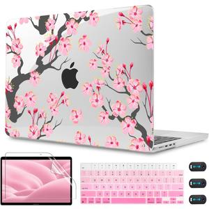 CISSOOK Cherry Blossoms Hard Shell Case for MacBook Pro 16 inch 2024 2023 2022 2021 Release M4 A3403 A3186 M3 A2991 M2 A2780 M1 A2485, Cherry Floral Cover for MacBook Pro 16.2- Cherry Blossoms