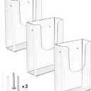 MaxGear Acrylic Brochure Holder Wall Mount, 4 Inch Wide Clear Pamphlet & Flyer Holder for 4x9 or 4x6 Tri-Fold Brochures, Plastic Marketing Literature Display Rack, 3 Pack