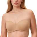 DELIMIRA Women's Strapless Bra Unlined Underwire Minimizer Plus Size Support, 40D