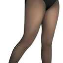 CHICME Womens High Waist Butt Lifting Tights Transparent Thermal Pantyhose Leggings Fleece Lined Pants (One Size, Black)