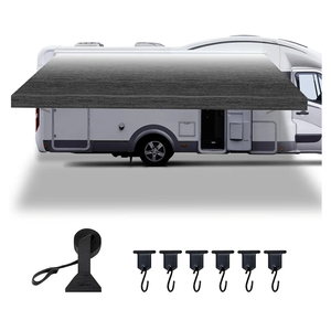 RV Awning Fabric Replacement,Heavy Duty Camper Awning Replacement,Fabric with Pull Strap,Universal Outdoor Canopy for Camper, Trailer and Motorhome,(14FT Fabric 13'2") Gray Gradient