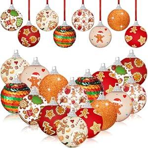 Lenwen 16 Pcs Easter Ball Ornaments 1.57 Inch He is Risen Tree Decorations Religious Decorative Hanging Ball Ornaments for Easter Tree Holiday Party Decor(Gingerbread Man)