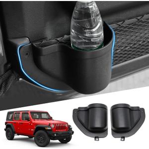 Front Door Pockets Fit forJeep Wrangler JL 2018-2023 2024 Front Cup Holders for Jeep Wrangler JL Accessories Door Storage Black 2PCS