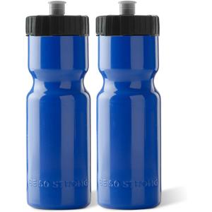 50 Strong Sports Water Bottles 4-Pack – Reusable 22 oz BPA-Free Plastic Bottles with Pull Top Cap – Made in USA – Top Rack Dishwasher Safe – Fits Most Bike Cages Brand - Blue