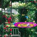 Bee Feeder Watering Station for Garden, Flower Bee Bath for Outside with Glass Balls, Butterfly Bath Bowl for Outdoor Courtyard Decoration (Rose Red)