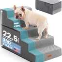 Gardner Pet Dog Stairs for Small Dogs 22.8" H, 5-Step Extra Wide Dog Stairs for High Bed, Pet Steps for Small Dogs and Cats Couch with Durable Non-Slip Waterproof Fabric Cover and Soft Foam, Grey