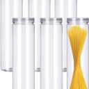 6Pcs Spaghetti Pasta Storage Containers with Lids,Tall Clear Pasta Storage Containe for Noodles Flour Cereal Sugar Beans, Spaghetti Pantry Container