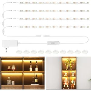 LED Shelf Light, LED Closet Light Kit, 4PCS 20inch Pre-Cut Strip Bars, Designed for Shelves,Display Case, Bookshelf, in Cabinet Lighting, 2700K Warm White