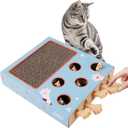 PAWISE Interactive Cat Play Scratch,3-in-1 Whack-A-Mole Puzzle Toy, Cat Scratching Post with Catnip, Fun Toy for Kitten,Cardboard Box to Relieve Boredom and Boost IQ for Indoor Cats