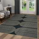 LIVEBOX Rainbow Easy Jute Outdoor Rug 5x7, Washable Area Rugs for Living Room Patio Farmhouse Indoor Outdoor Rug, Non Slip Modern Neutral Floor Carpet for Office Backyard Office Foyer (5'x7', Black)