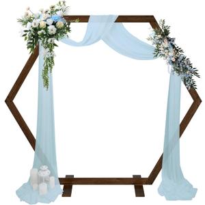 Babenest 7.08FT Wooden Wedding Arch, Hexagon Wood Backdrop Arbor Stand, Indoor Outdoor Wedding Arbor for Rustic Ceremony Birthday Party Bridal Baby Shower Banquet Proposal Scene Garden Decoration (Heptagon)