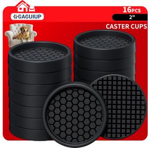 Non Slip Furniture Pads - 2" Anti Skid Caster Cups, 7PCS Round Furniture Coasters for Hardwood Floors, Anti Slide Furniture Cup Bed Couch Floor Protectors,Furniture Stoppers to Prevent Sliding(Black)