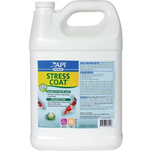 API POND STRESS COAT (1 Gallon) Pond Water Conditioner - Quickly Makes Tap Water Safe for Fish & Plants - Up to 15360 Gallons - Removes Chlorine, Ammonia & More - Natural Aloe Vera