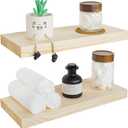 BGMG Wood Floating Shelves for wall 18 inch, Rustic Wooden Wall Mount Shelves for Bathroom Living Room Bedroom Kitchen Farmhouse Set of 2-18x 6.7 x1.25 inch- DIY-Unfinished