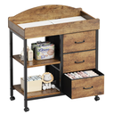 YeTom Changing Table Dresser, Baby Dresser with 3 Fabric Drawers and 2 Shelves, Multi-Functional Baby Changing Table with Pad, Classic Nursery Dresser, Diaper Changing Station, Rustic Brown
