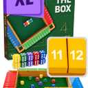 Large Shut The Box Game Wooden for 4 Players - Math Games -Family Games for Kids and Adults - 14-inch Close The Box Game 12 Numbers - Family Board Games, 8.86 x 8.86 x 1.34 inches
