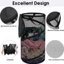 BATTOO Collapsible Laundry Basket with Lid Foldable Mesh Pop Up Hamper with Handles for Laundry Room, Bathroom, Kids Room, College Dorm, Travel, Storage Organizer Black