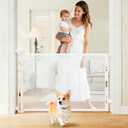 Puppalace Retractable Baby Gate, 55 in Wide x 33 in Tall Mesh Dog Gate, Hardware Mounted Safety Gate with Double Lock for Doorways, Hallways, Indoor Outdoor, White