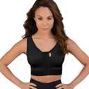 Comfort Bra - Front Closure Post Surgery Compression Bras - Adjustable Straps and Shoulders - Wirefree (X-Large, Black)