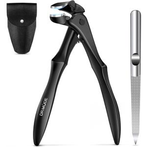 DRMODE Toenail Clippers for Thick Toenails for Seniors, Upgraded Long Handled Angled Head Toe Nail Clippers for Men Thick Nails with Wide Opening, Large Finger Nail Clippers Adult with Catcher