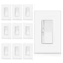 BESTTEN 10 Pack 0-10V LED Dimmer Light Switch, Super Slim Low Voltage Dimmable Switch for Dimmable LED Lights, Single-Pole or 3-Way, Screwless Wallplate Included, White