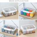 Yesesion Large Cord Organizer Box with Lid and Handle, Plastic Phone Charger Cable Holder with 12 Compartments for Desk Drawer, Clear Art Crafts Container with Removable Inner Cups