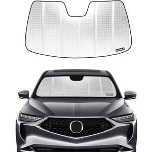 Windshield Sun Shade for Acura MDX 2022-2025. Reflective Aluminum Film Front Window Sunshade - BLAZBLOCK (Classic Shiny Silver)