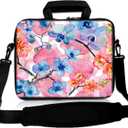 RICHEN 17 inch Laptop Shoulder Bag Carrying Case with Handle Fits 15.6/16/17/17.3/17.4 inch Laptop Notebook (16-17.3 inch, Watercolor Flowers)