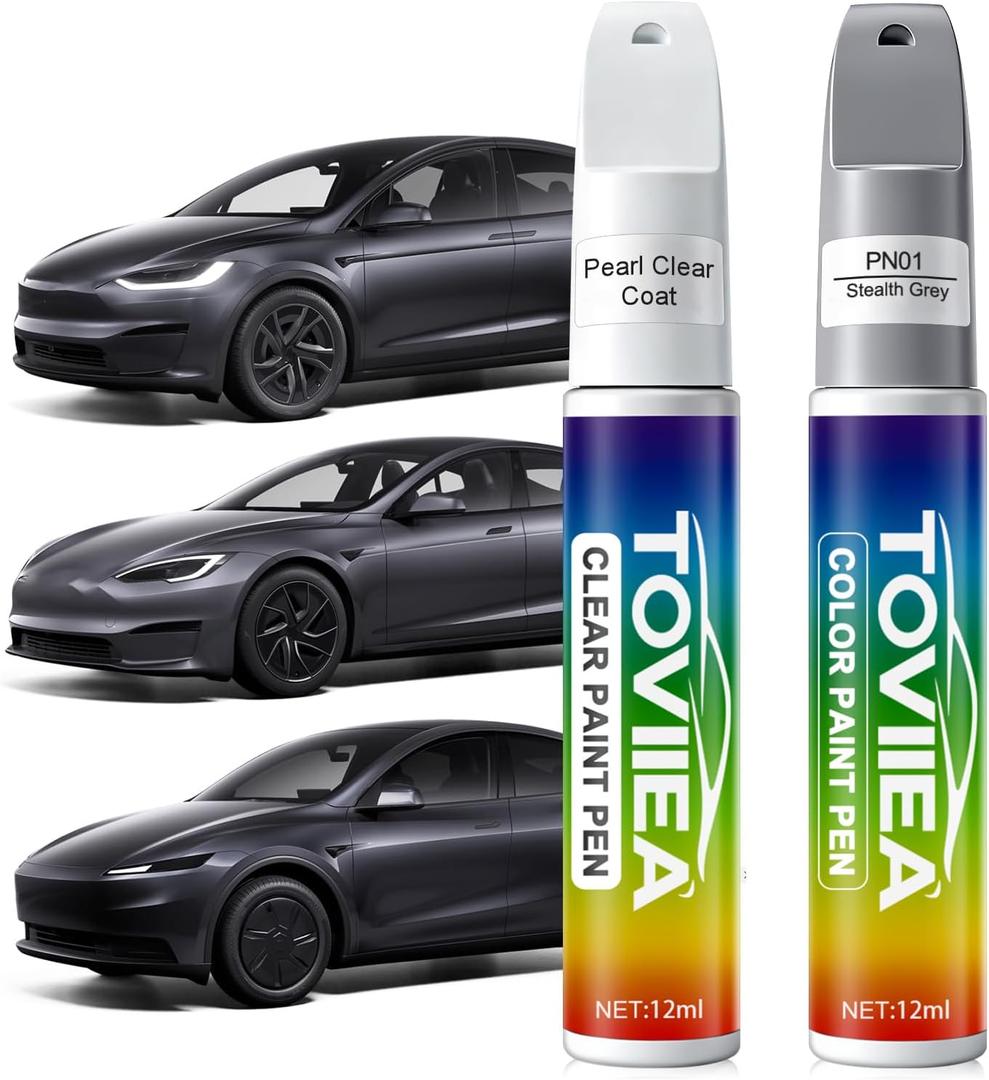 Stealth Grey(PN01) Touch Up Paint for tesla ModelY/3/X/S,2-In-1 Car Scratch Remover Pen,Car Paint Scratch Repair Kit for Scratches,Chips & Nicks,2-PCS SET