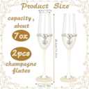 Wedding Champagne Flutes Set of 2, 7oz Toasting Flutes with Crystal Rhinestone, Champagne Glasses for Mr & Mrs, Bride & Groom Wedding Gifts for Engagement, Bridal Shower, Anniversary, Party, Banquets