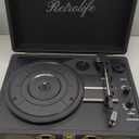 Vinyl Record Player 3-Speed Bluetooth Suitcase Portable Belt-Driven Record Player with Built-in Speakers RCA Line Out AUX in Headphone Jack Vintage Turntable (Black)