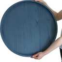 Gurfuy Round Ottoman Table Tray Round-24 - Rustic Wooden Serving Tray for Farmhouse Decorative Oversized Coffee Table Trays Living Room Kitchen Counter Breakfast Blue