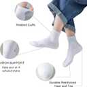 Boys Athletic Socks Half Crew Cushion White Cotton Soft Comfortable Socks for Kids (White)