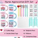 Baderke 6 Set Employee Appreciation Gifts Include Thank You Staff Mug Gift Set 12 oz Appreciation Mugs Inspirational Pens Tags for Employee Staff Team Group (Pink Blue,Nurse-1)