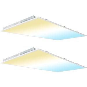 kadision 2x4 LED Flat Panel Light 5000K/4000K/3500K, 60W 50W 40W 30W 25W Adjustable, 6600LM 0-10V Dimmable Drop Ceiling Lights, 100-277V ETL-Listed, 2-Pack