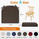 downluxe Chair Cushions for Dining Chairs, Memory Foam Linen Kitchen Chair Pads with Ties, Waterproof, Stain-Resistant and Washable Cover, 17" x 16" x 2.5", Brown, 4 Pack