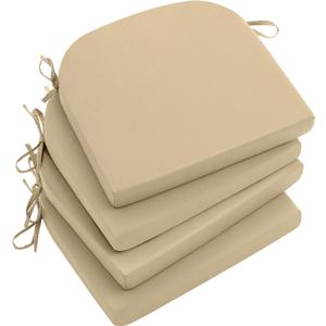 Qirroboni Outdoor Chair Cushion Set of 4, Waterproof Round Corner Seat Cushions for Patio Furniture, Fade Resistant Garden Couch Pads, 17" x 16" x 2", Indoor Dining Chair Pad Set, Khaki