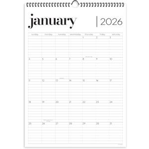 2 x Wall Calendar 2026, 12 Months, 17" x 12" Large Wall Calendar with Hanger, Thick Paper and Spiral Binding. Minimalist Design, Business Style.