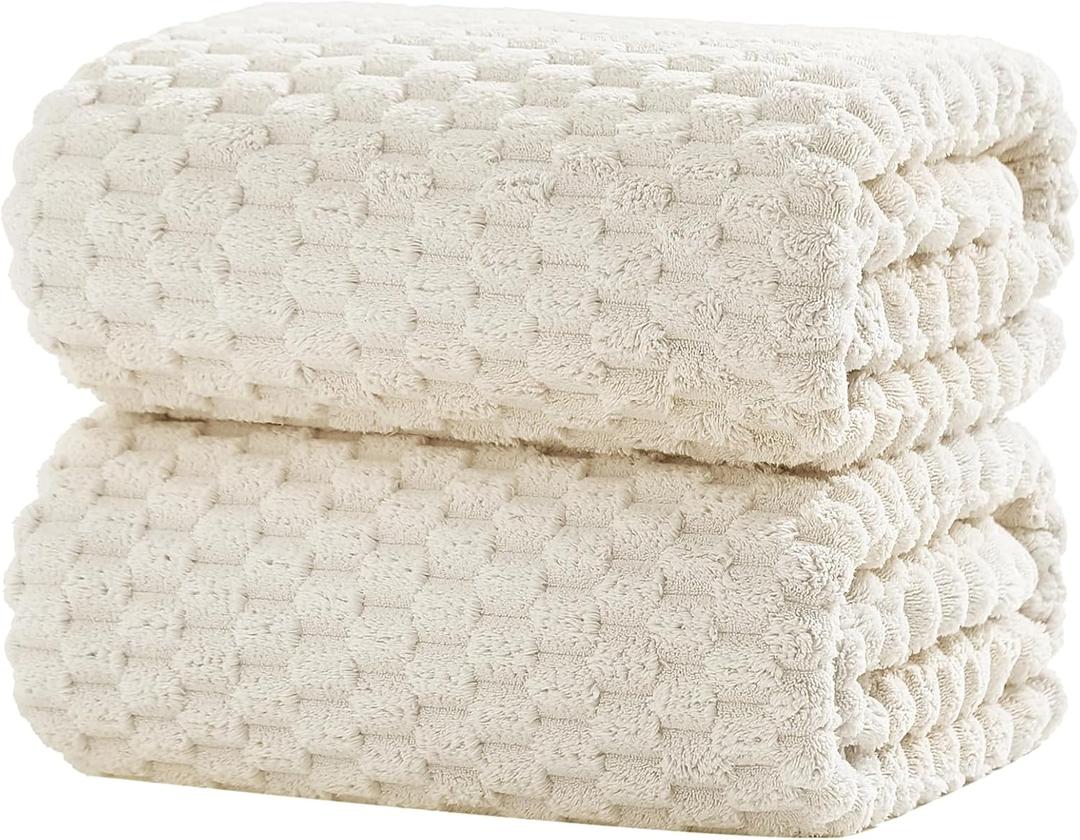 Extra Large Bath Towel Sheet-40x80 Inches Oversized,Super Soft,Quick Dry,Microfiber Shower Towels Highly Absorbent,Plush Bathroom Towels for Adults, Premium Quality (Cream, 2PCS)
