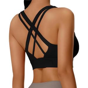 High Impact Sports Bra for Women - Padded Seamless Support Bra for Yoga Gym Workout Fitness -High Support Running Bra (3X-Large, Coolblack)