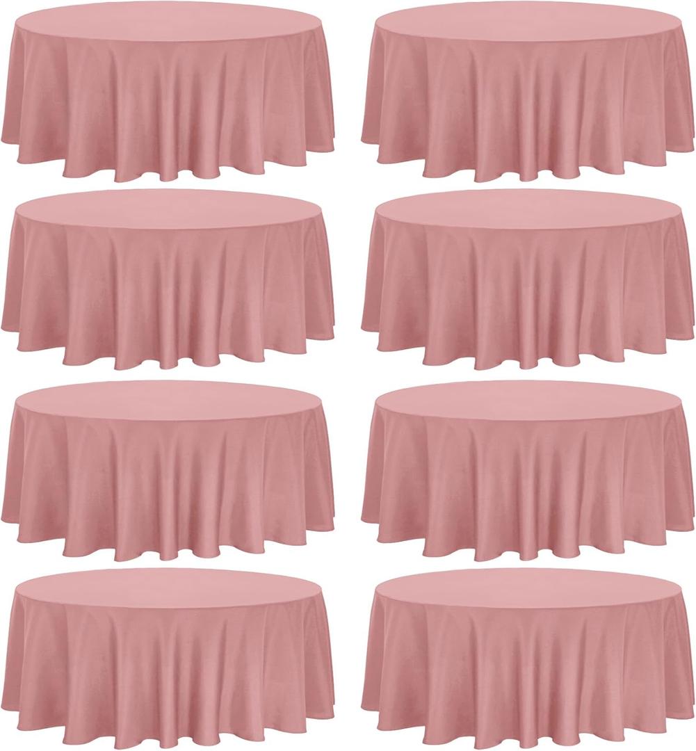 Fivenl 8 Pack Premium Round Tablecloth 90 Inch Round Table Covers Bulk Washable Polyester Fabric Round Table Clothes for Wedding Party Reception Banquet Buffet Restaurant (Dusty Rose, 90 Inch)