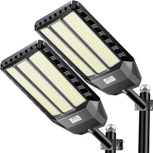 Solar Street Light Outdoor 8000W - LED Parking Lot Lights, IP67 Waterproof, Dusk to Dawn, High Lumens Solar Lights Outdoor with Motion Sensor and Remote Control 2 Pack