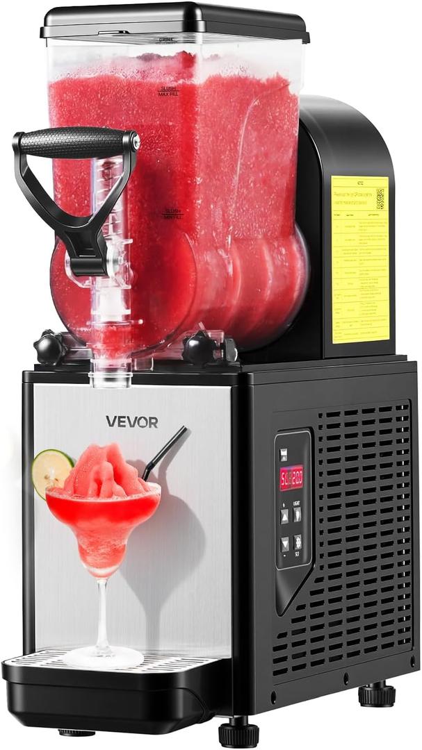 VEVOR Slushie Machine, 6L/1.6Gal Commercial Slushy Maker, Frozen Drink Maker with Self-Cleaning, Margarita Machine for Restaurants Bars Party for Slushie, Margaritas, Milkshake & More
