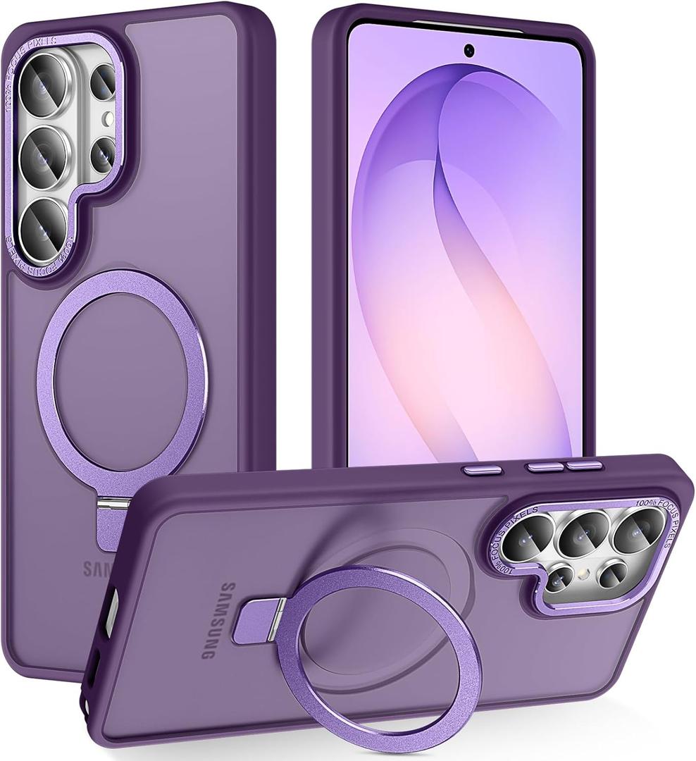 STERKER Designed for Samsung Galaxy S26 Ultra Case Magnetic Ring Stand [Military Grade Drop Protection][Compatible with Magnetic] Translucent Slim S26 Ultra, Purple