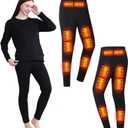 ZLXHFFH Heated Thermal Pants For Women USB Charge 16 Zone Intelligent Heated Underwear Thermals For Women Rechargeable Heated Pants Winter Work Camping Motorcycles Extremely Cold Weather Black/ 2XL