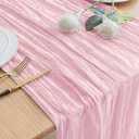 Asee'm Cheesecloth Table Runner Spring Easter 120 Inches Blushing Pink Boho Gauze Cheese Cloth Runner 10FT Rustic Sheer Table Runners for Wedding Baby Shower Holiday Party Decoration